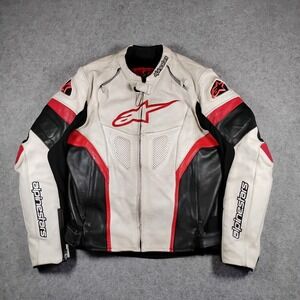 Alpinestars GP Plus R Mens Leather Motorcycle Racing Jacket White Black Red